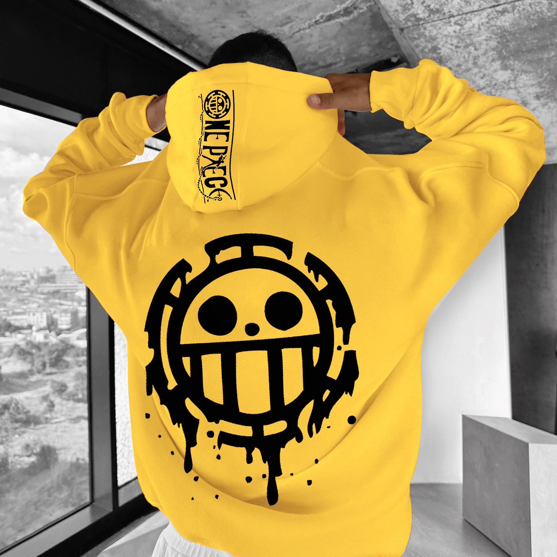 Oversize "anime Print" Print Hoodie-Anime x kingdom