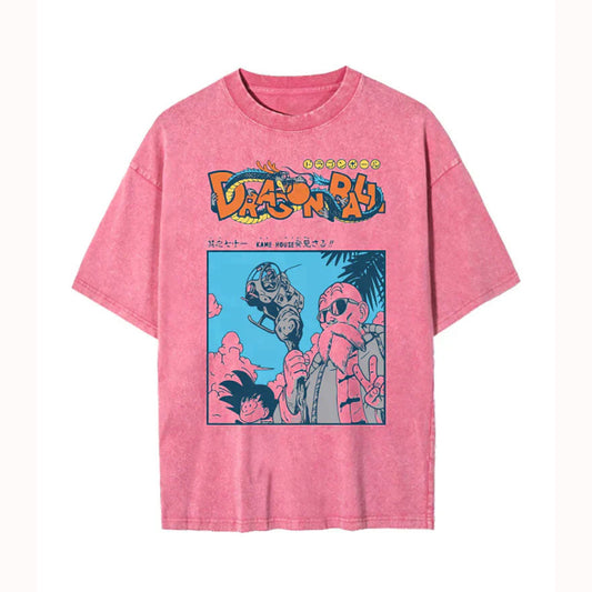 Unisex Anime Graphic Streetwear Vintage Washed T-shirt