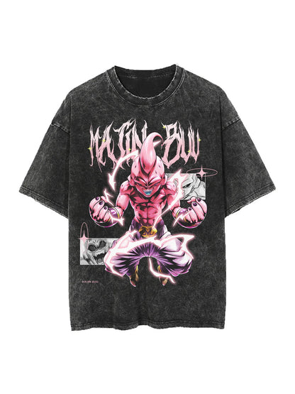 Unisex Anime Graphic Streetwear Vintage Washed T-shirt