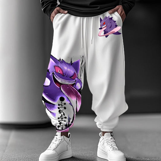 personalized cartoon print casual trousers