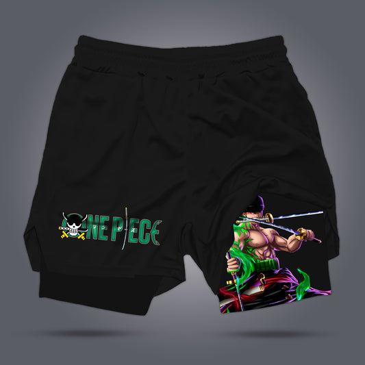 Unisex Anime Print Drawstring Double Layer Shorts