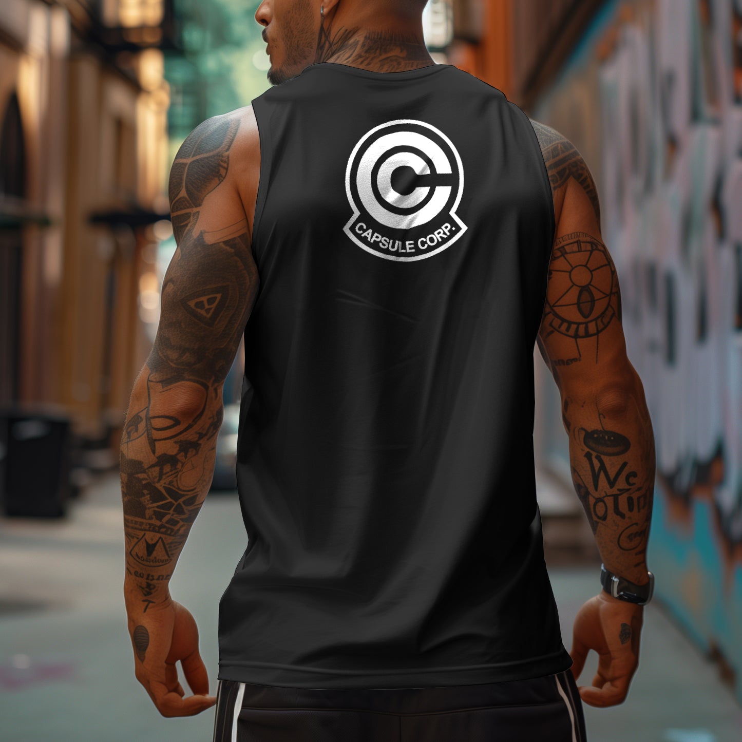 Oversized Anime Print Gym Tank Top