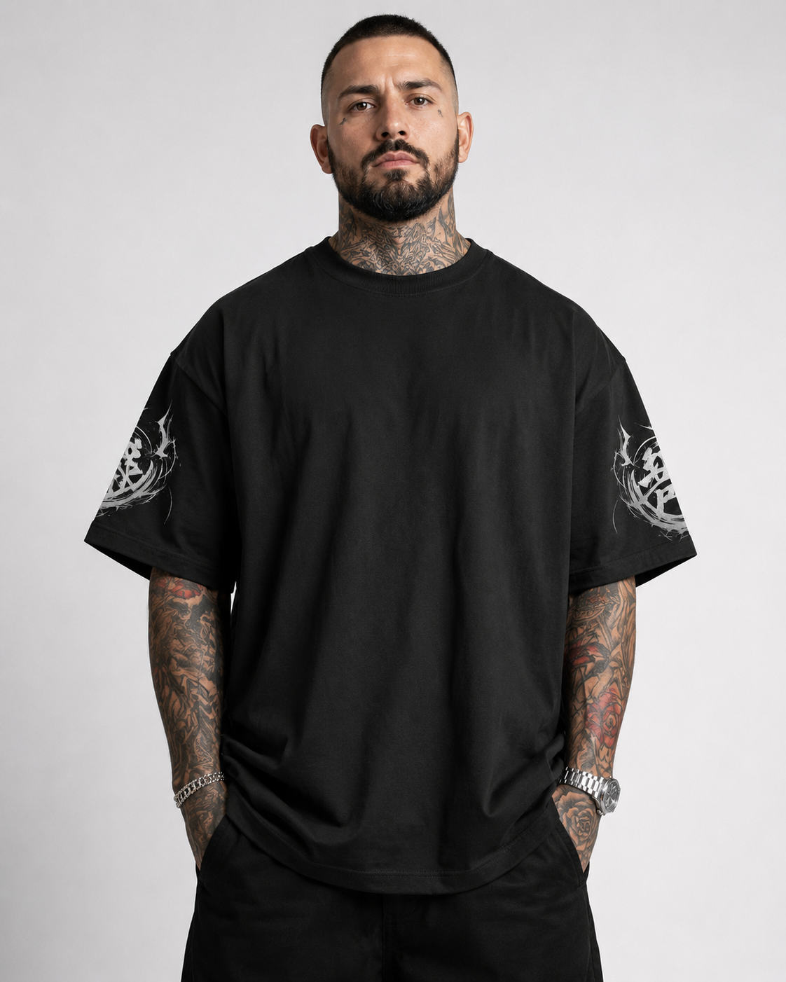 Black Oversized Anime Graphic T-Shirt