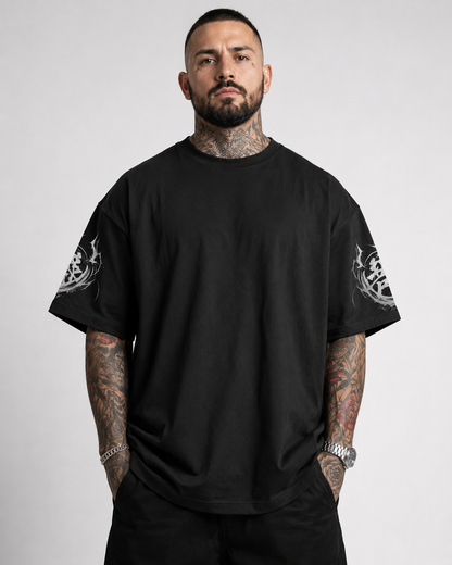 Black Oversized Anime Graphic T-Shirt