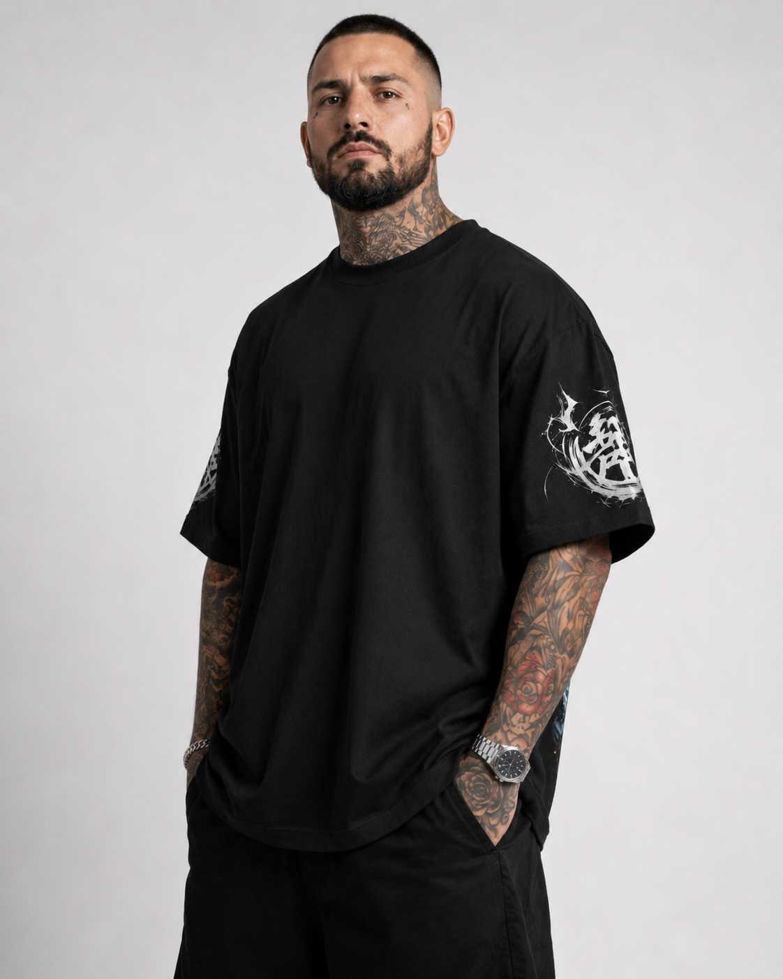 Black Oversized Anime Graphic T-Shirt