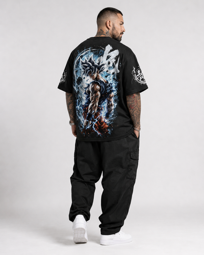 Black Oversized Anime Graphic T-Shirt