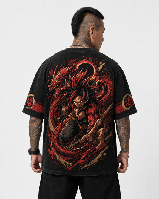 Black Oversized Anime Graphic T-Shirt