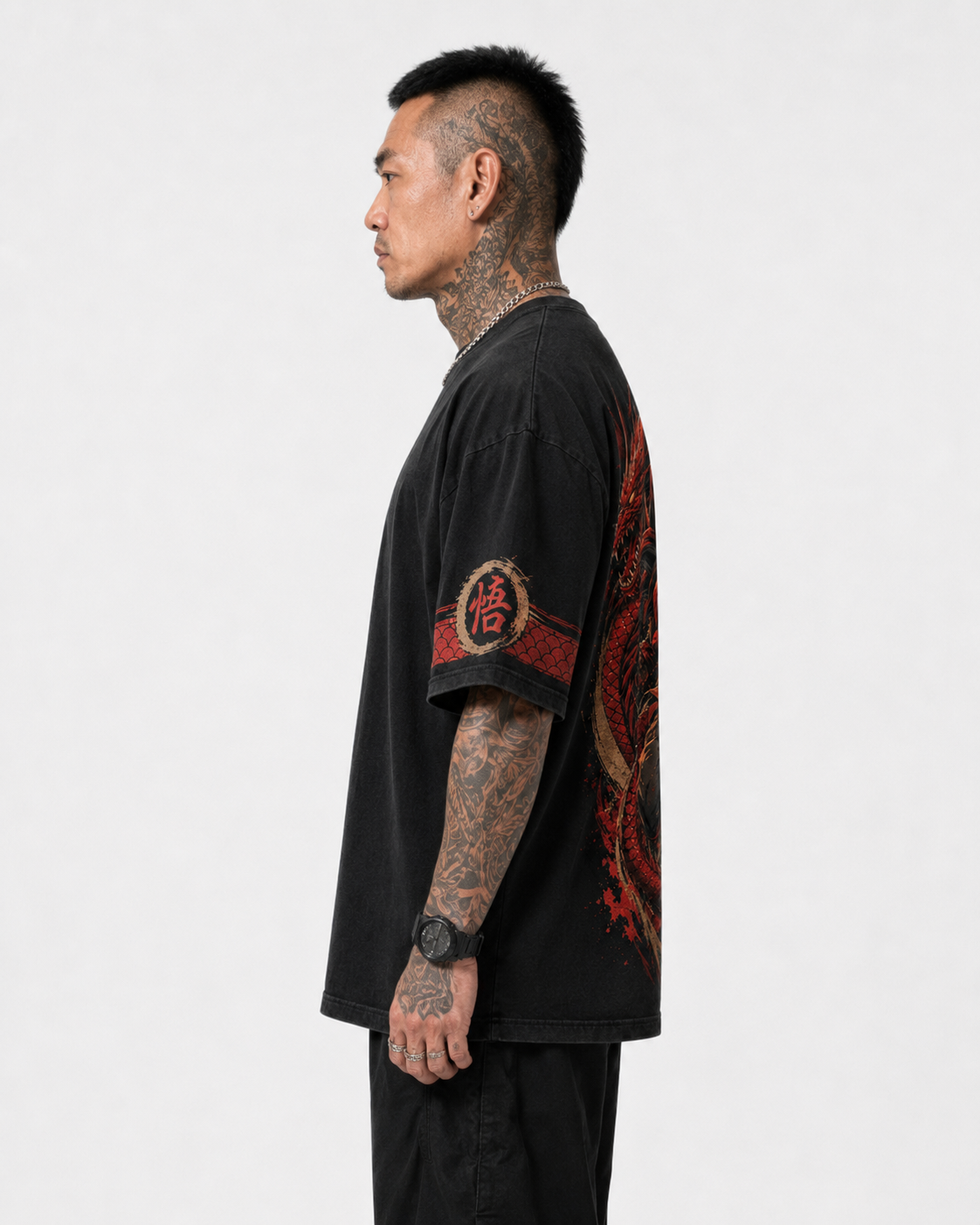 Black Oversized Anime Graphic T-Shirt
