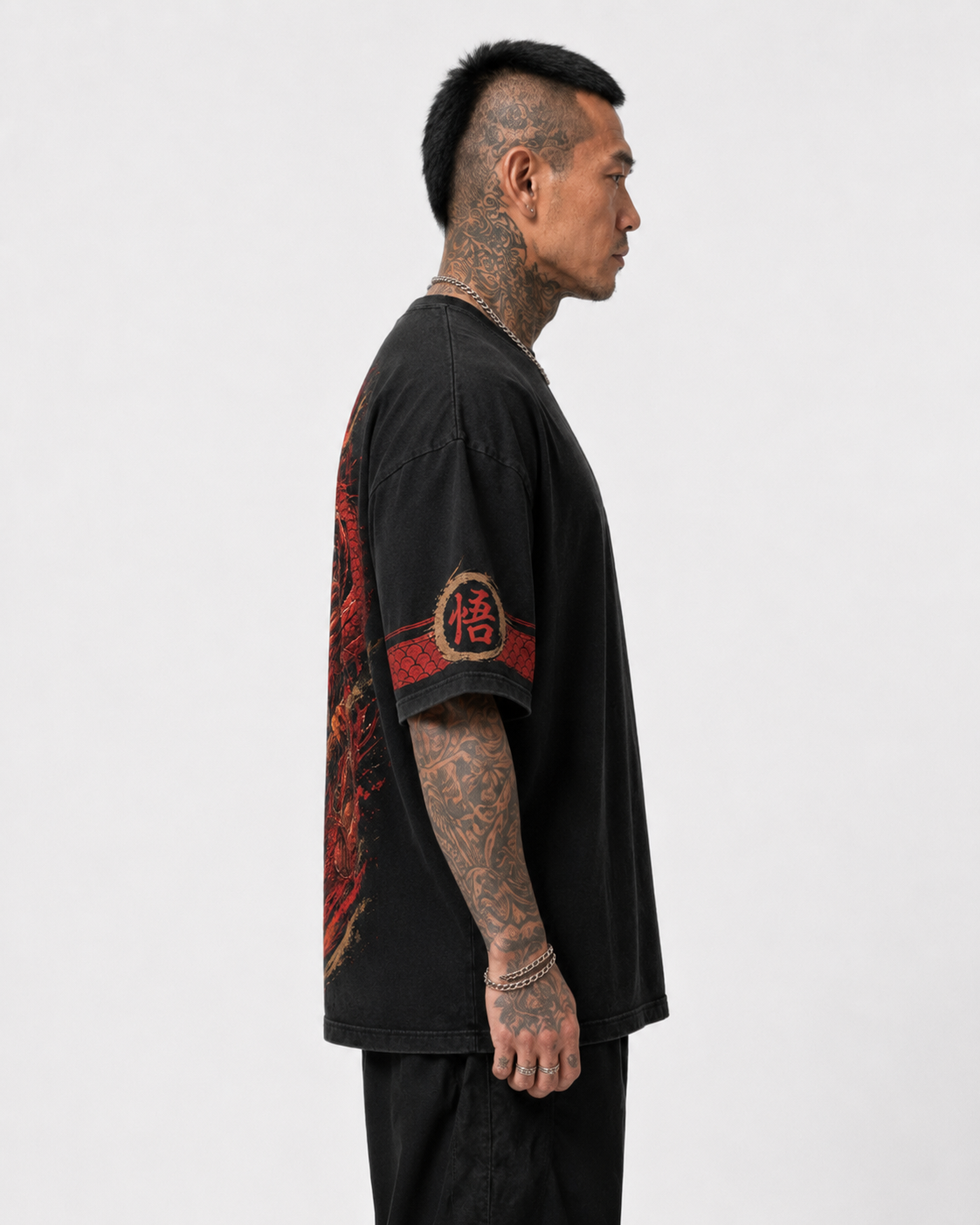 Black Oversized Anime Graphic T-Shirt