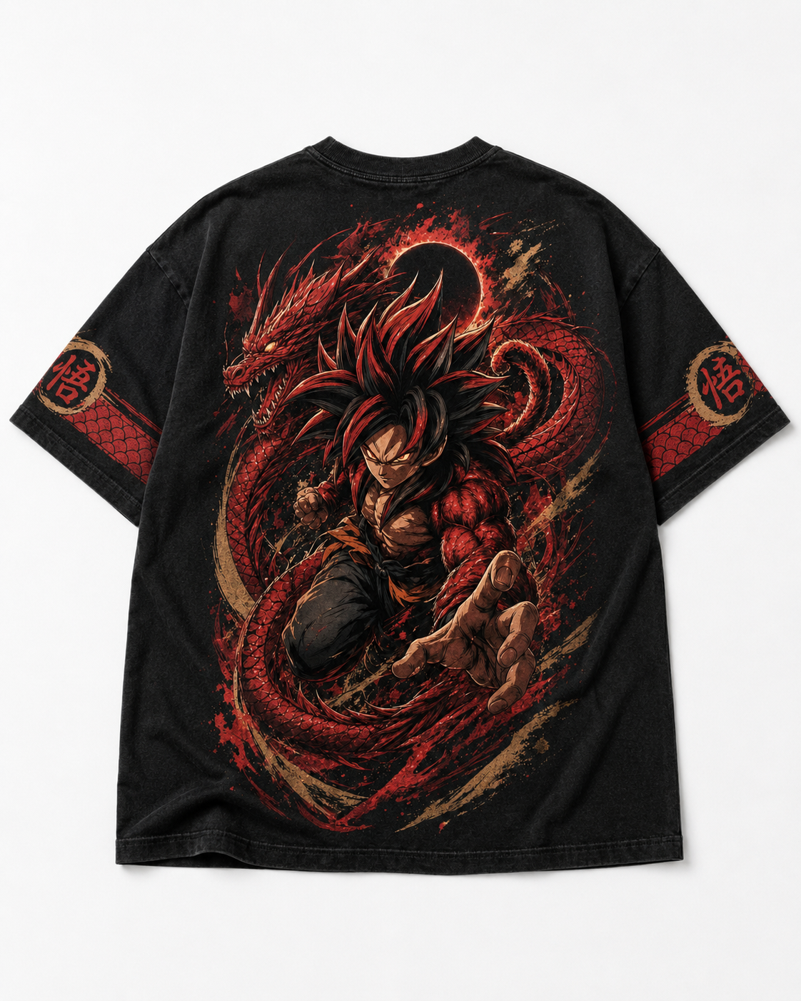 Black Oversized Anime Graphic T-Shirt