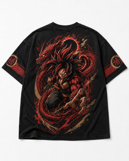 Black Oversized Anime Graphic T-Shirt