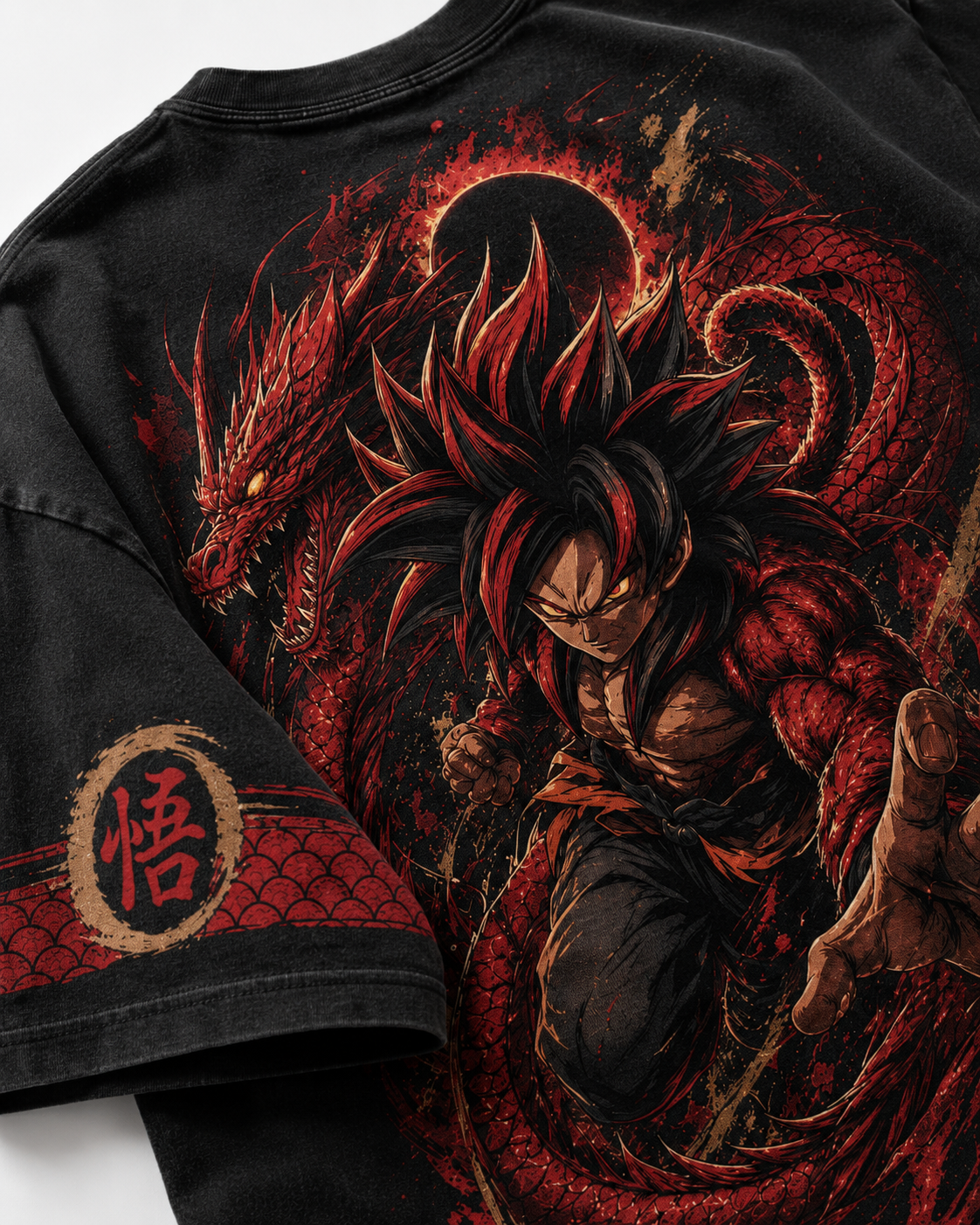 Black Oversized Anime Graphic T-Shirt