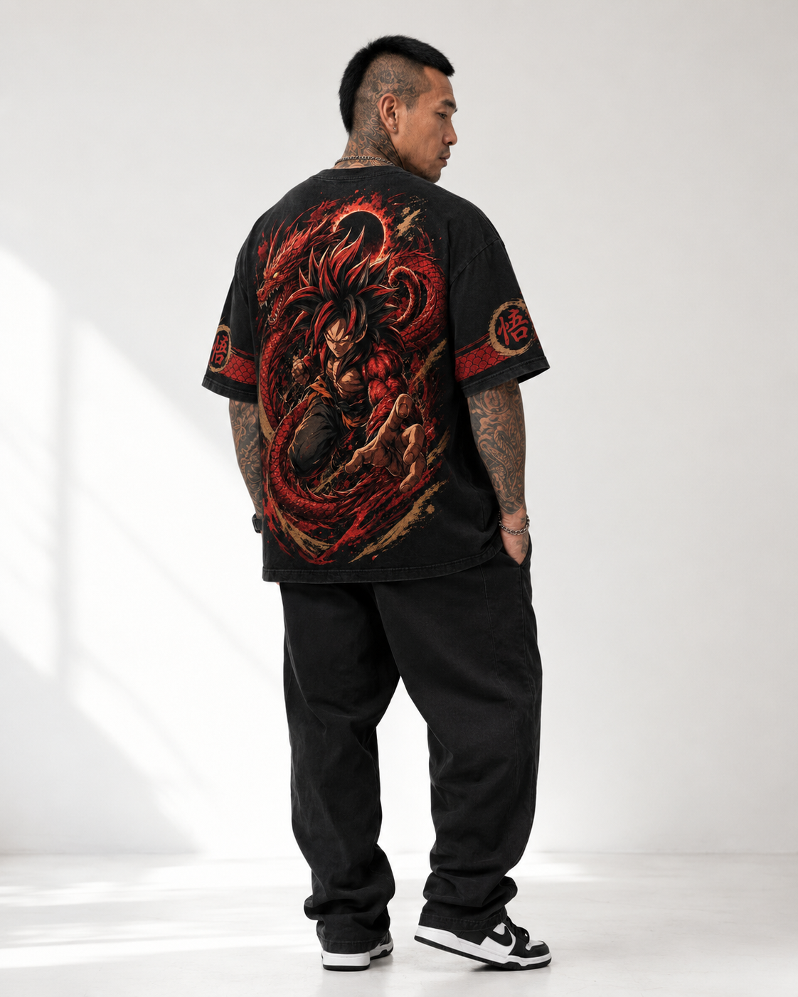 Black Oversized Anime Graphic T-Shirt