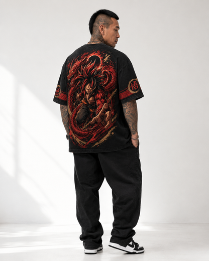Black Oversized Anime Graphic T-Shirt