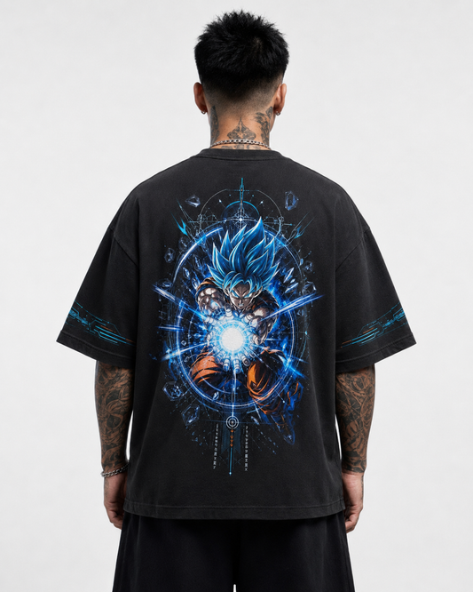 Black Oversized Anime Graphic T-Shirt