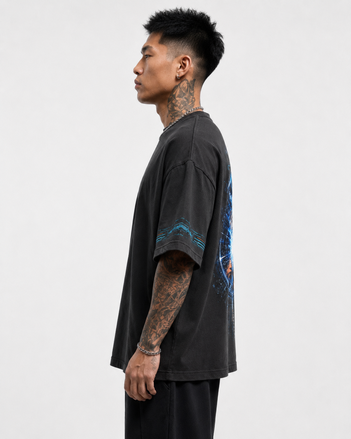 Black Oversized Anime Graphic T-Shirt