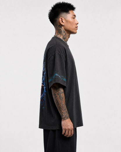 Black Oversized Anime Graphic T-Shirt