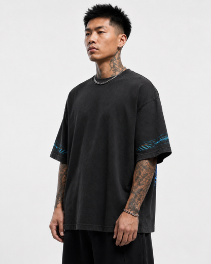 Black Oversized Anime Graphic T-Shirt