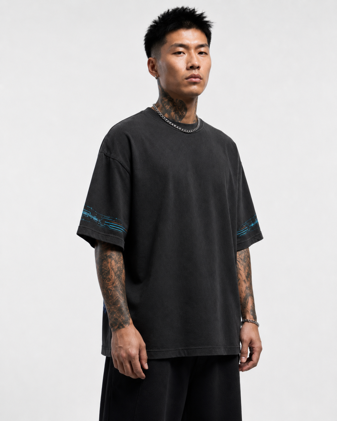 Black Oversized Anime Graphic T-Shirt