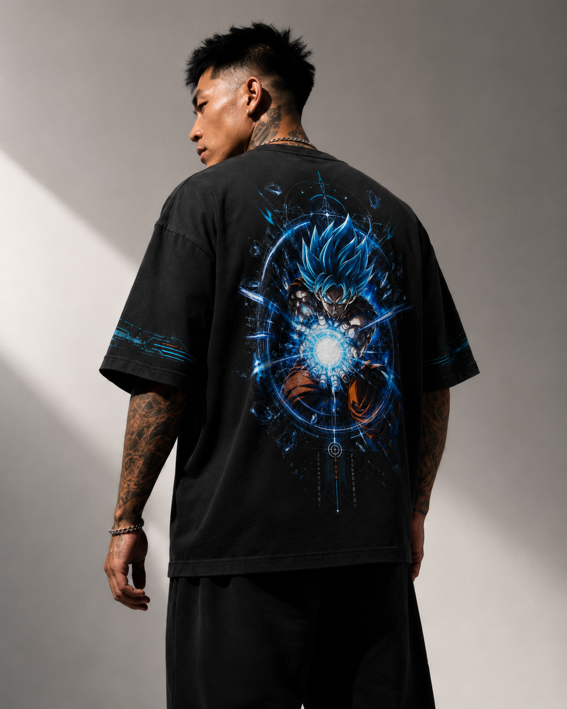 Black Oversized Anime Graphic T-Shirt