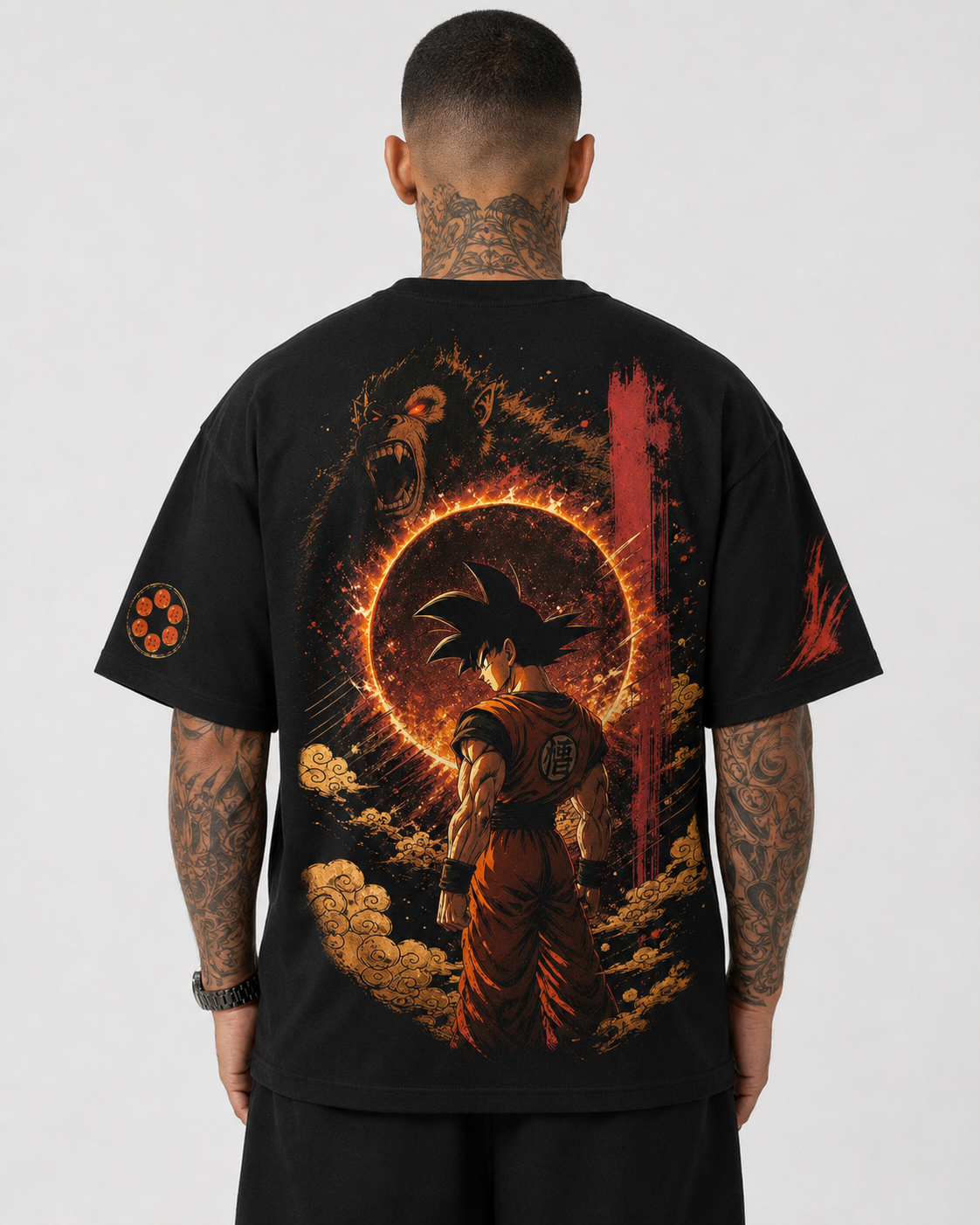 Black Oversized Anime Graphic T-Shirt
