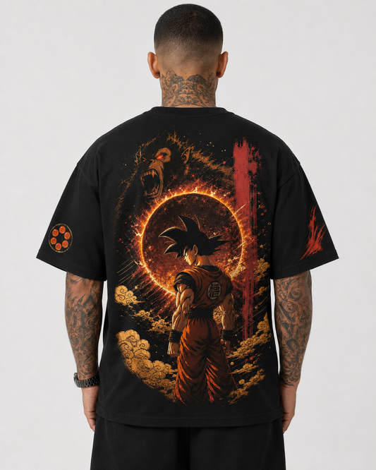 Black Oversized Anime Graphic T-Shirt