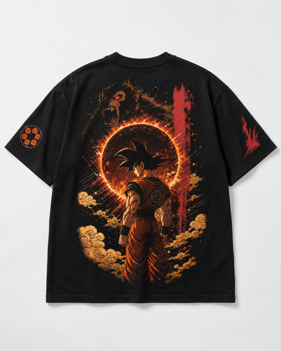 Black Oversized Anime Graphic T-Shirt
