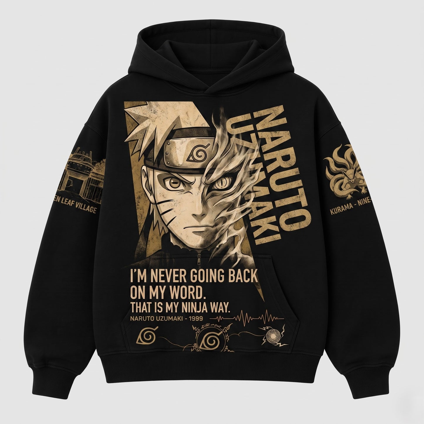 Anime Ninja Graphic Shirt, Black Pullover Manga Inspired Hoodie, Japanese Streetwear Fan Gift