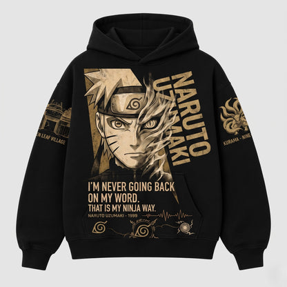 Anime Ninja Graphic Shirt, Black Pullover Manga Inspired Hoodie, Japanese Streetwear Fan Gift