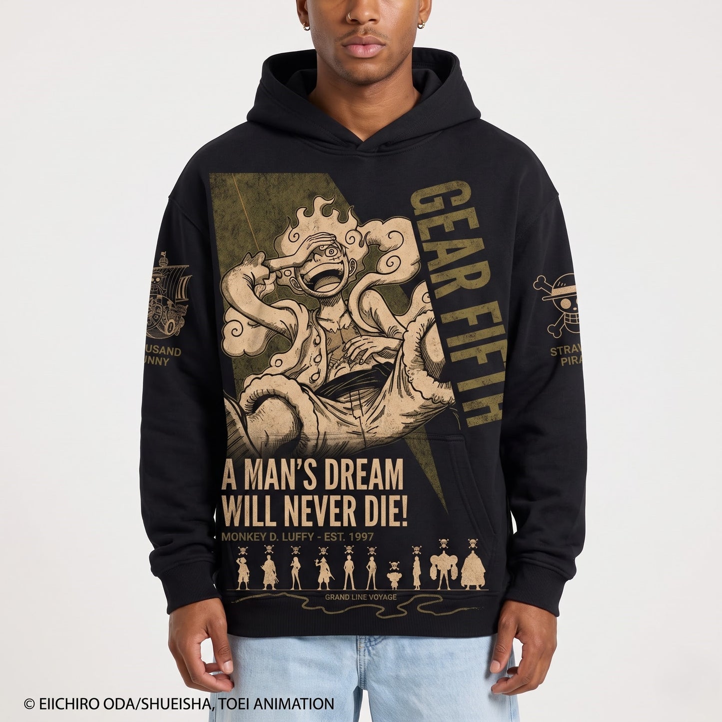 Anime Pirate Graphic Shirt, Black Manga Inspired T-Shirt, Sweatshirt & Hoodie, Japanese Streetwear Fan Gift
