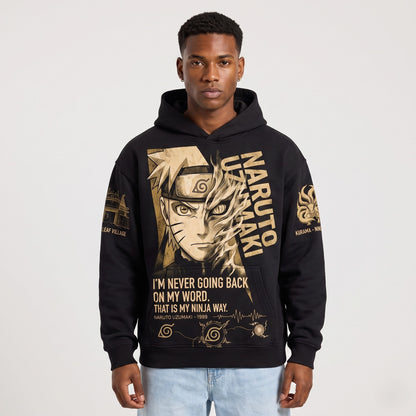 Anime Ninja Graphic Shirt, Black Pullover Manga Inspired Hoodie, Japanese Streetwear Fan Gift