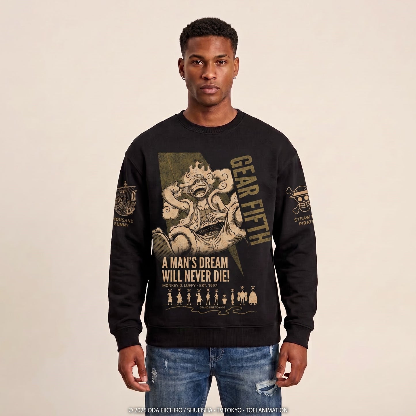 Anime Pirate Graphic Shirt, Black Manga Inspired T-Shirt, Sweatshirt & Hoodie, Japanese Streetwear Fan Gift