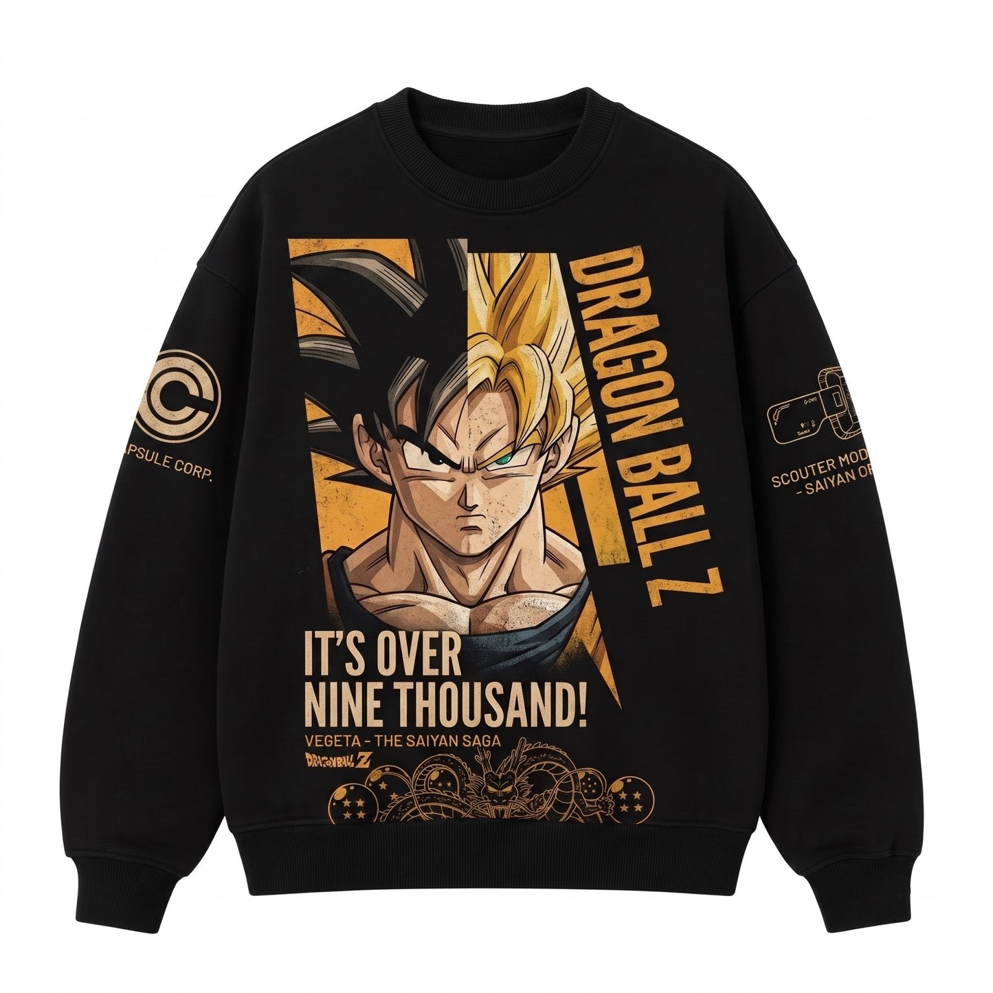 Anime Battle Warrior Graphic Shirt, Black Manga Inspired T-Shirt, Sweatshirt & Hoodie, Japanese Streetwear Fan Gift