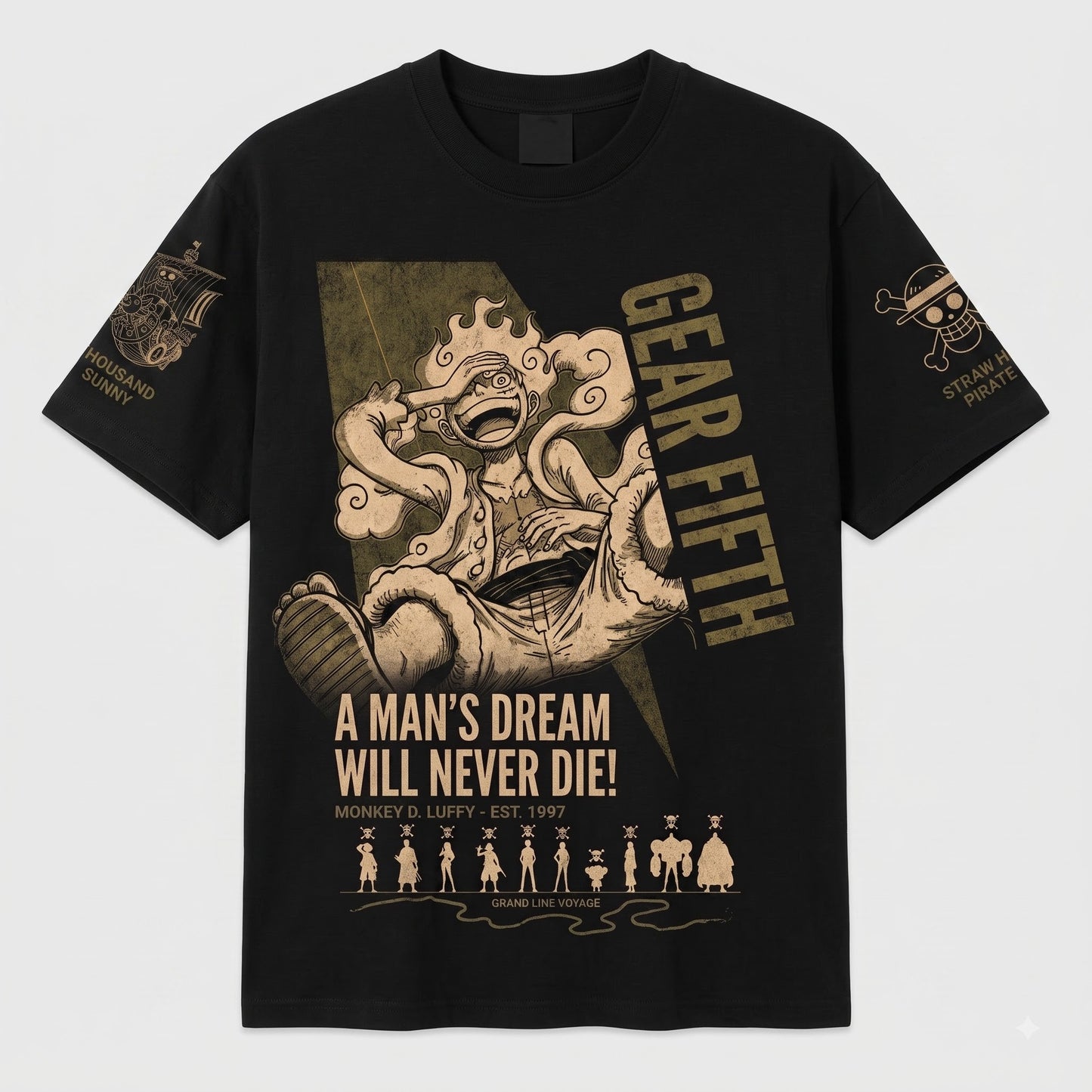 Anime Pirate Graphic Shirt, Black Manga Inspired T-Shirt, Sweatshirt & Hoodie, Japanese Streetwear Fan Gift