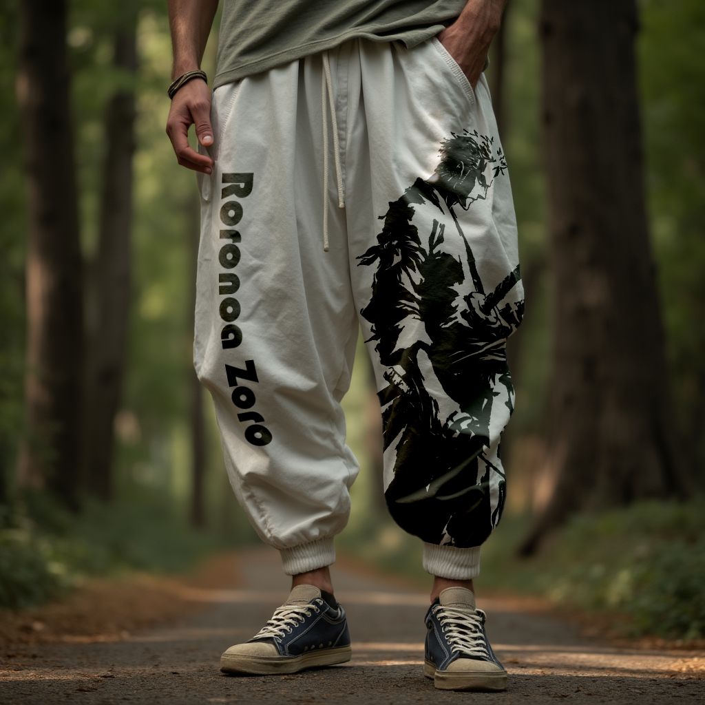 Printed Tapered Casual Pants-AnimeClothe