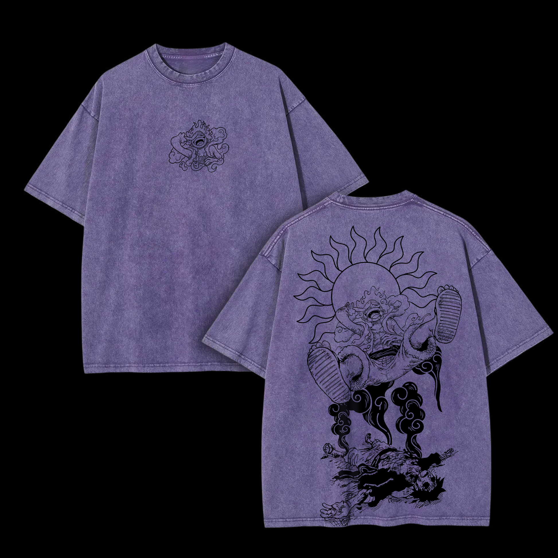 Unisex Anime Inspired Vintage Washed T-shirt | Luffy Gear 5