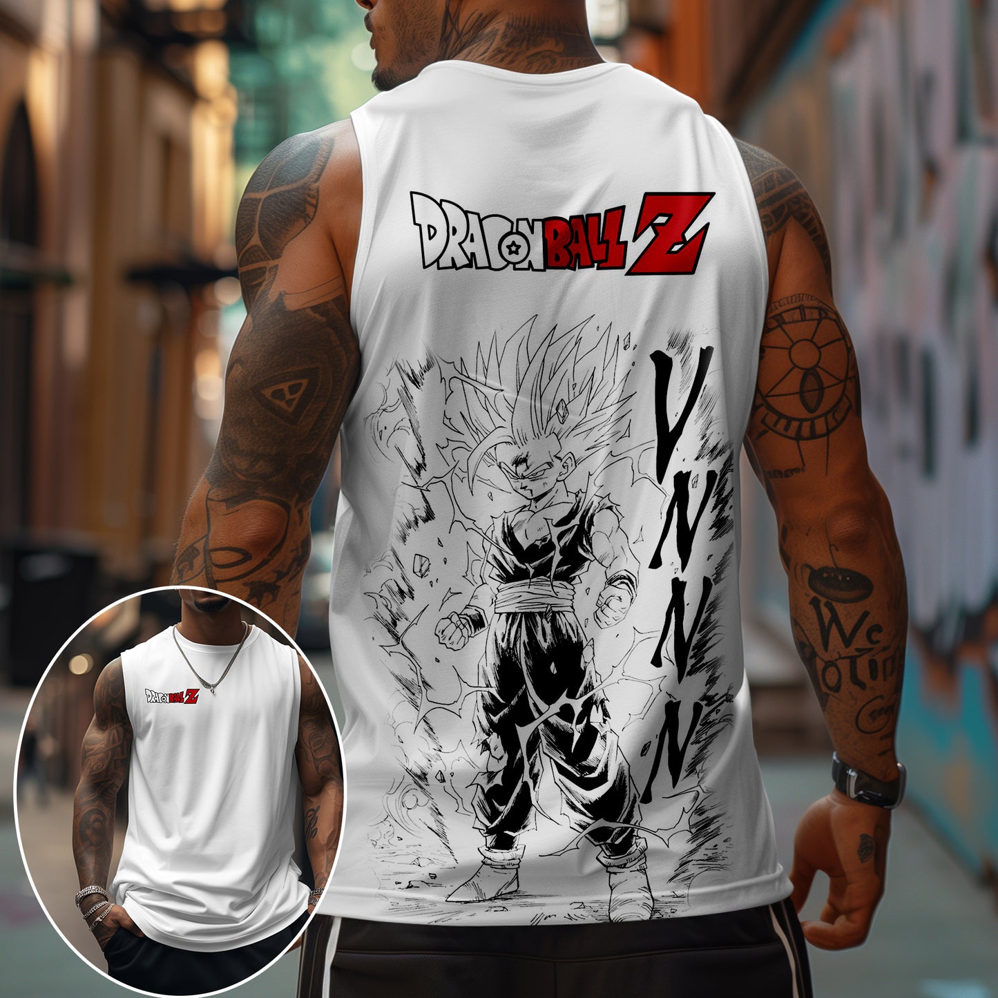 Unisex Oversized Angry Anime Print Tank Top