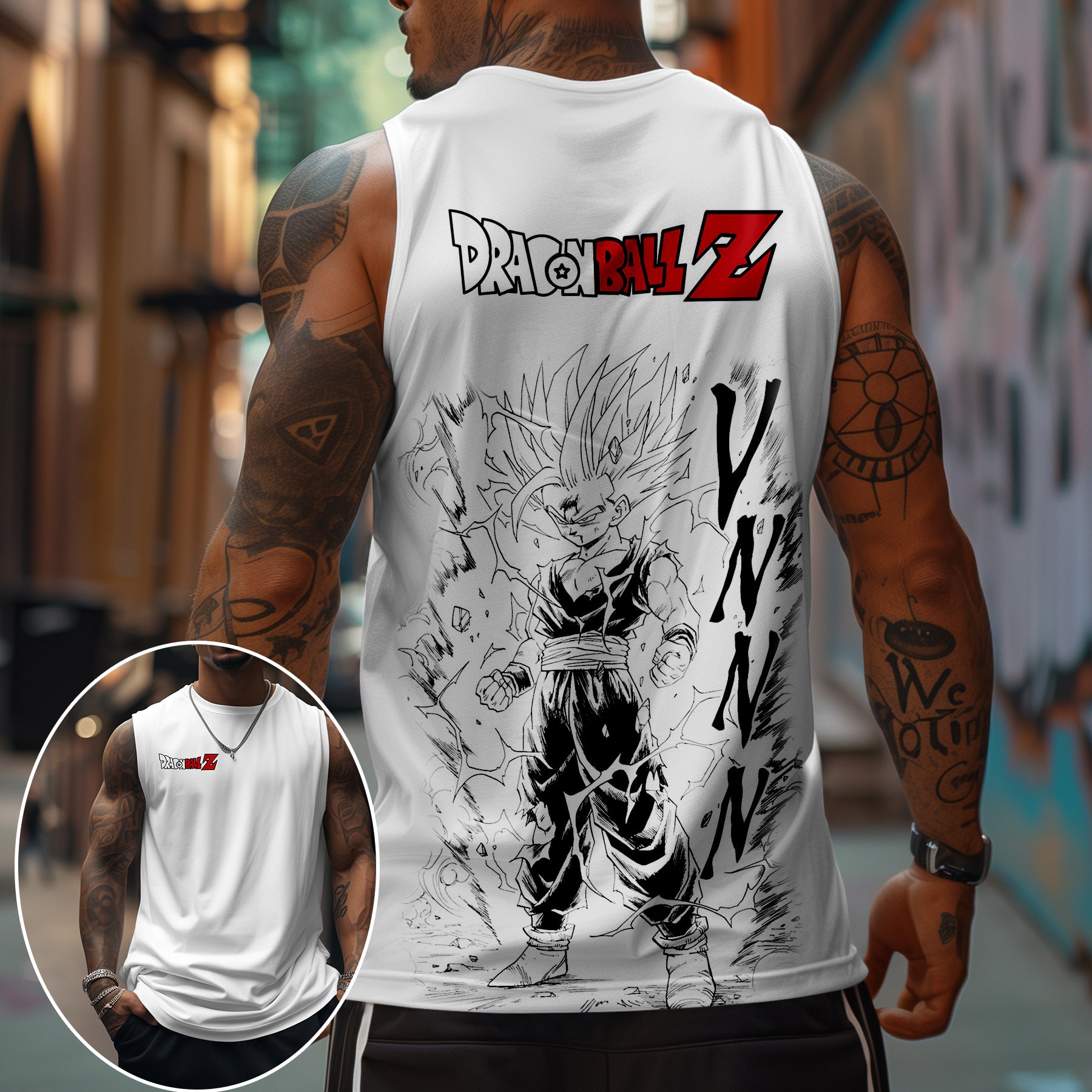 Unisex Oversized Angry Anime Print Tank Top