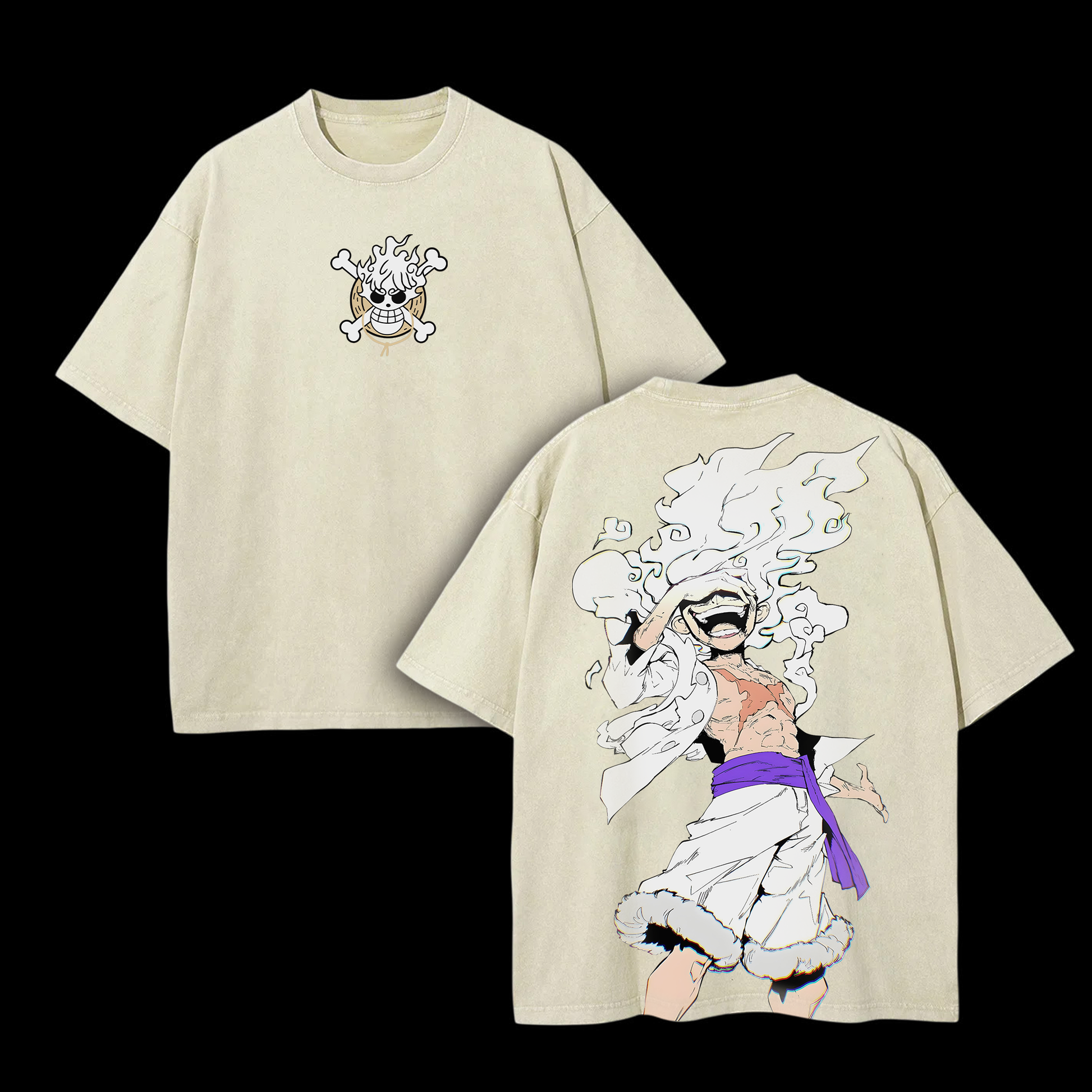Unisex Anime Inspired Vintage Washed T-shirt | Luffy Gear 5