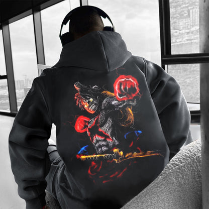 Unisex  Anime Print  Casual Oversized Hoodie-Anime x kingdom