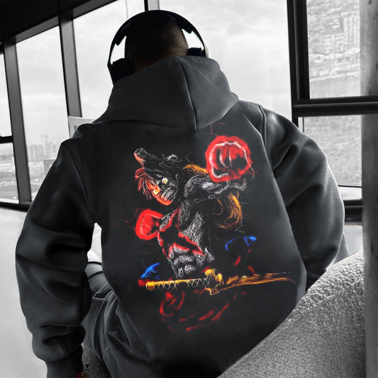 Unisex  Anime Print  Casual Oversized Hoodie-Anime x kingdom