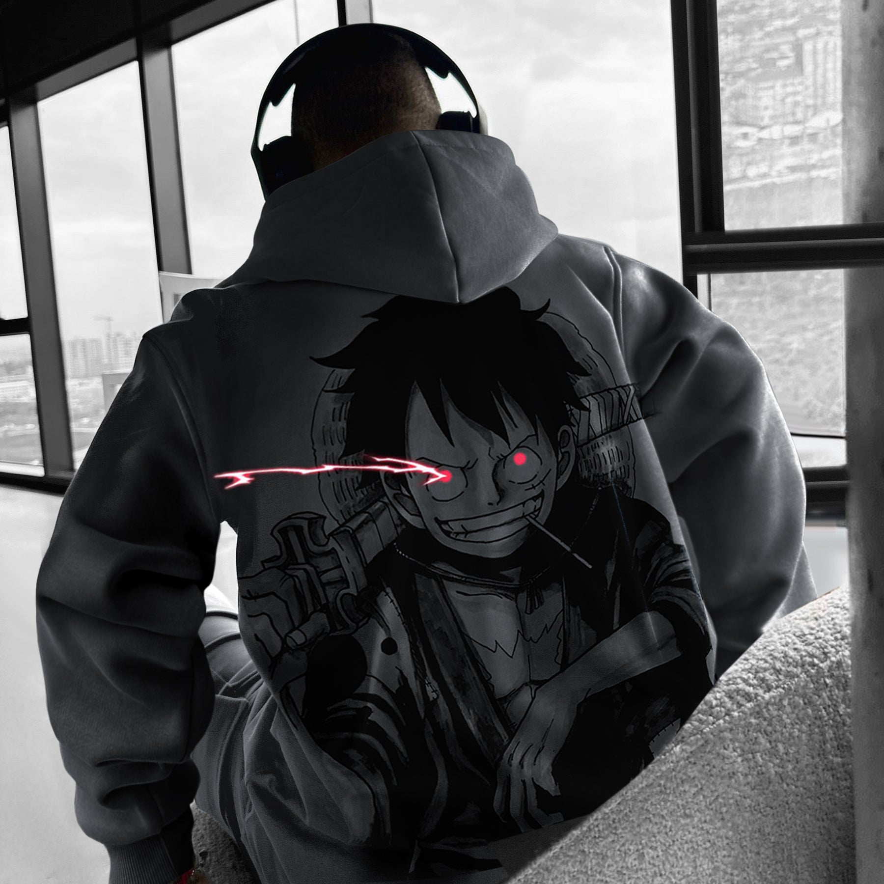 Unisex Oversized Anime Print Hoodie