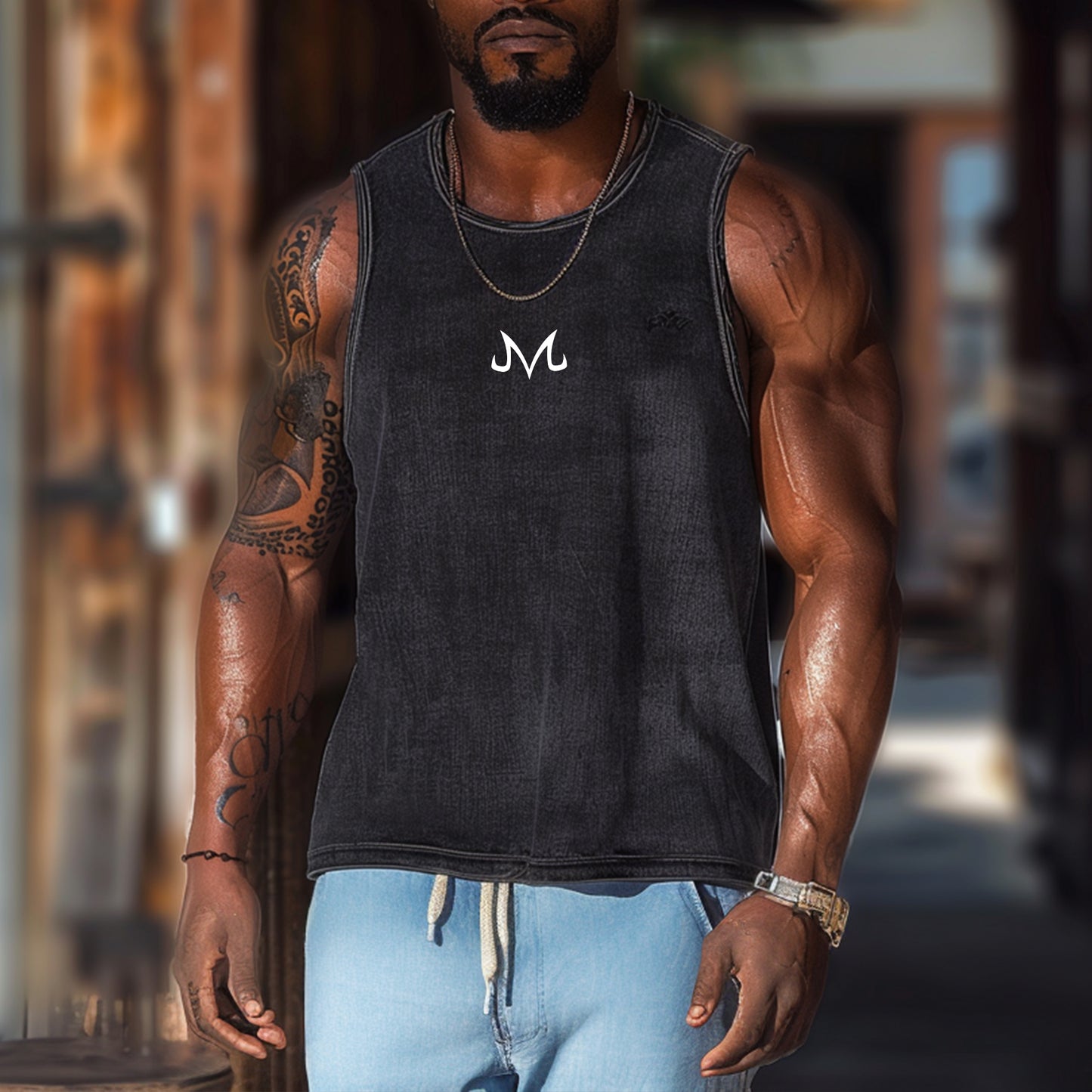 Oversized Simple Letter Anime Print Tank Top