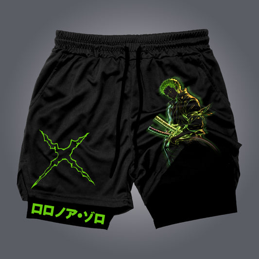 Unisex Anime Print Drawstring One Piece Shorts