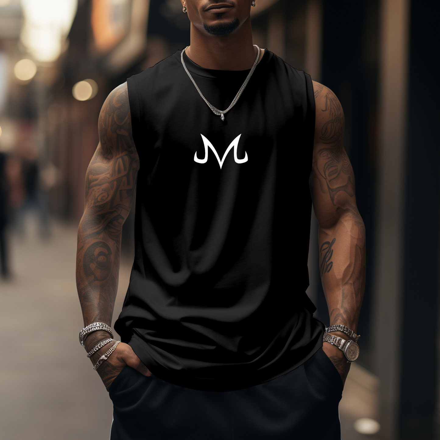 Oversized Simple Letter Anime Print Tank Top