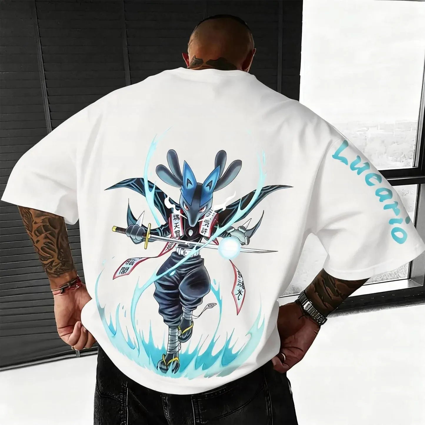 Pokémon Unisex Anime Lucario shirt-Anime x kingdom