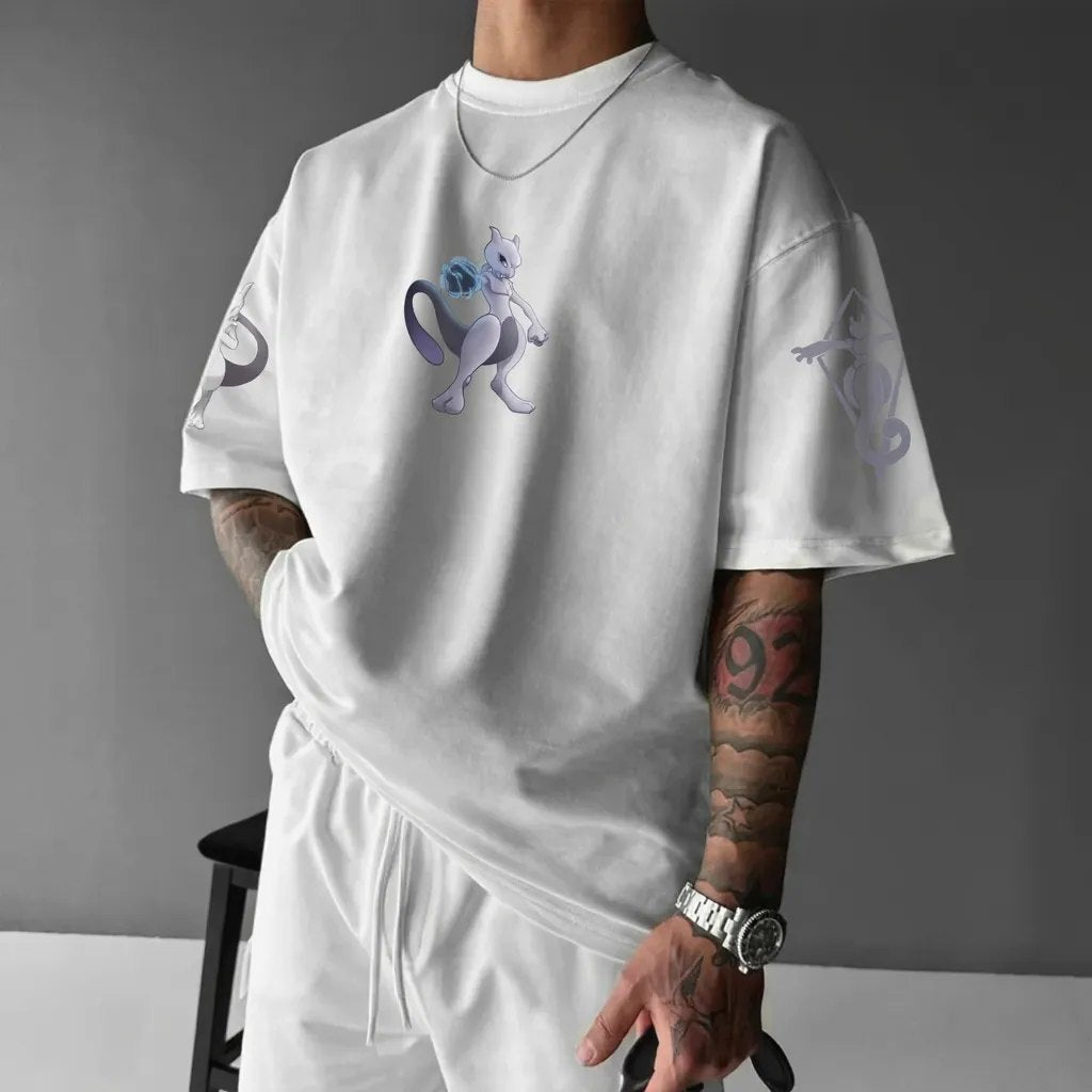 Pokémon Unisex Anime Mewtwo T-shirt-Anime x kingdom