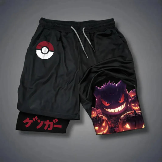 Pokémon Unisex Anime Pattern Halloween Gengar Shorts-Anime x kingdom